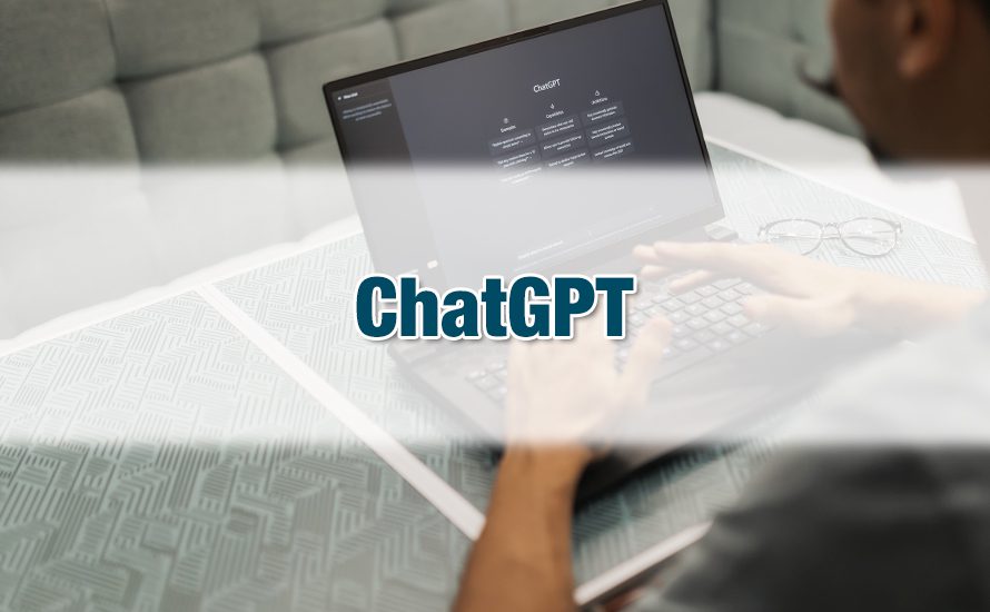 Estudante usando ChatGPT no computador, potencializando seu projeto de pesquisa.